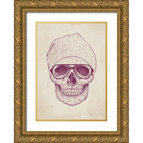 Cool Skull Gold Ornate Wood Framed Art Print with Double Matting by Solti, Balazs