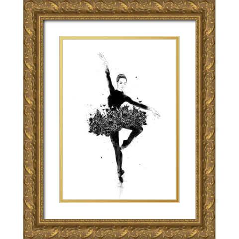 Floral dance Gold Ornate Wood Framed Art Print with Double Matting by Solti, Balazs