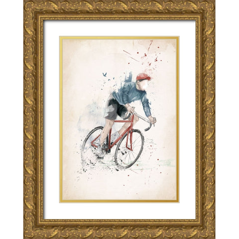 I want to ride my bicycle Gold Ornate Wood Framed Art Print with Double Matting by Solti, Balazs