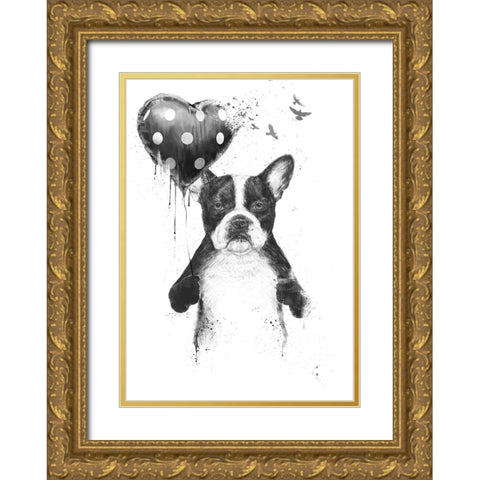 My heart goes boom Gold Ornate Wood Framed Art Print with Double Matting by Solti, Balazs