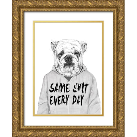 Same shit... Gold Ornate Wood Framed Art Print with Double Matting by Solti, Balazs