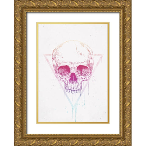 Skull in a triangle Gold Ornate Wood Framed Art Print with Double Matting by Solti, Balazs