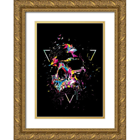 Skull X Gold Ornate Wood Framed Art Print with Double Matting by Solti, Balazs