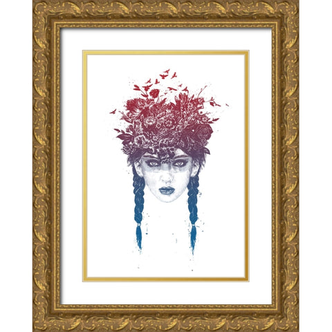 Summer girl Gold Ornate Wood Framed Art Print with Double Matting by Solti, Balazs