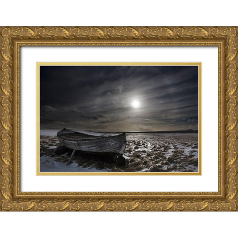 Old Boat Gold Ornate Wood Framed Art Print with Double Matting by Ingibergsson, Bragi