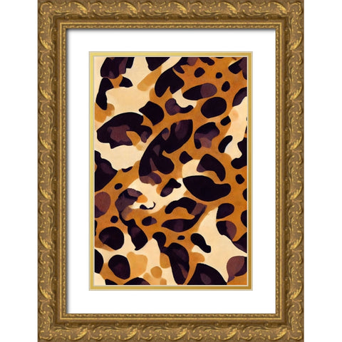 Leo Pattern Gold Ornate Wood Framed Art Print with Double Matting by Treechild