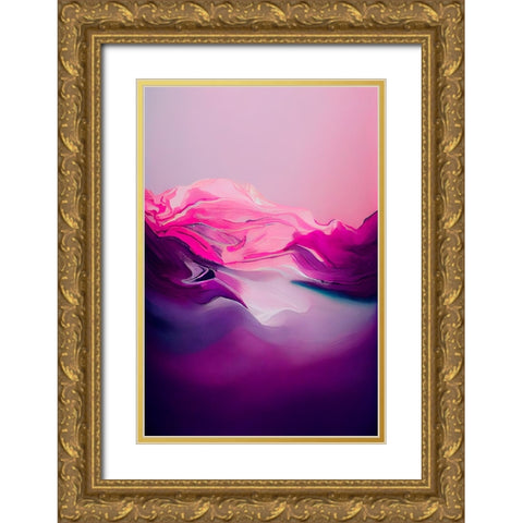 Purple Wave Gold Ornate Wood Framed Art Print with Double Matting by Treechild