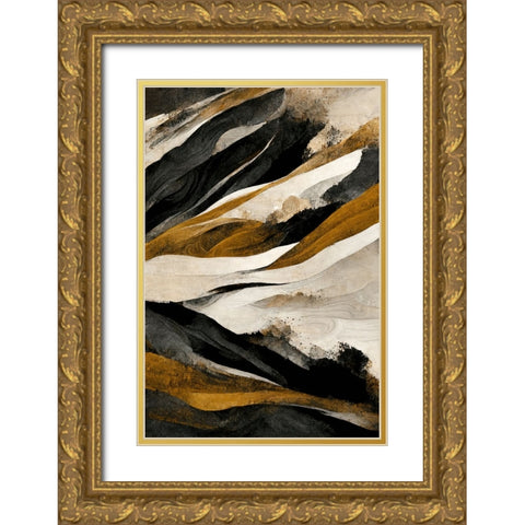 Rough Mountains Gold Ornate Wood Framed Art Print with Double Matting by Treechild