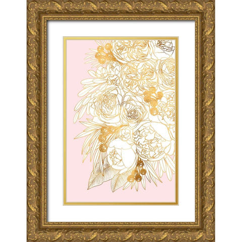 Rekha floral art pair (left) Gold Ornate Wood Framed Art Print with Double Matting by Laiz Blursbyai, Rosana