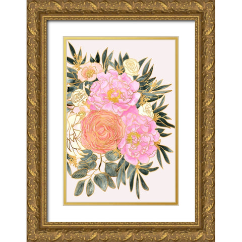 Nanette floral art in pastels Gold Ornate Wood Framed Art Print with Double Matting by Laiz Blursbyai, Rosana