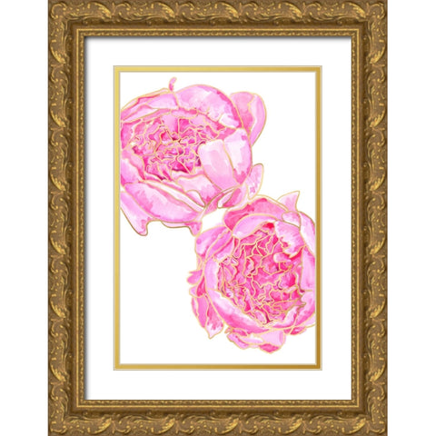 Sallys peonies Gold Ornate Wood Framed Art Print with Double Matting by Laiz Blursbyai, Rosana