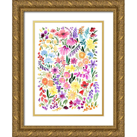 Wildflower meadow Gold Ornate Wood Framed Art Print with Double Matting by Laiz Blursbyai, Rosana