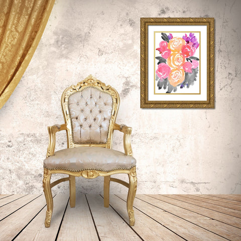 Olympe florals I Gold Ornate Wood Framed Art Print with Double Matting by Laiz Blursbyai, Rosana