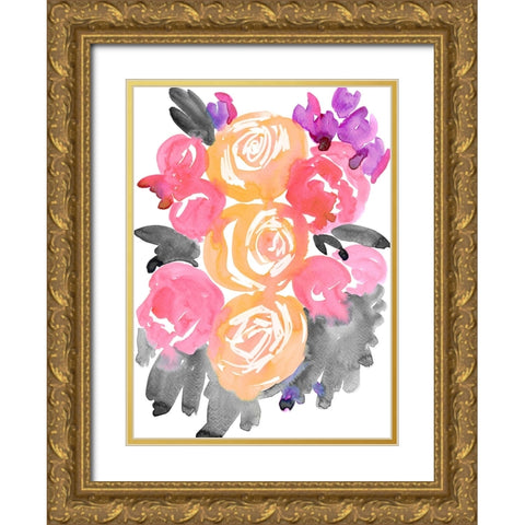 Olympe florals I Gold Ornate Wood Framed Art Print with Double Matting by Laiz Blursbyai, Rosana