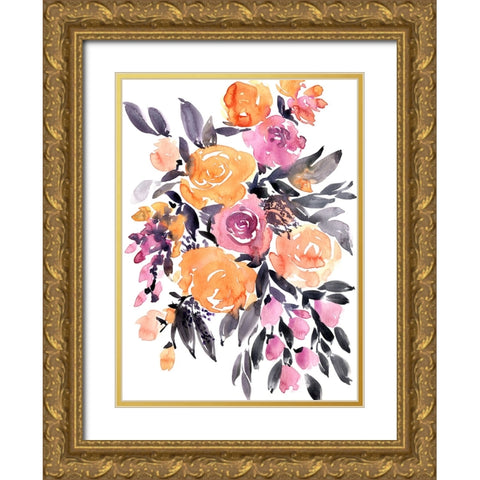 Paloma bouquet Gold Ornate Wood Framed Art Print with Double Matting by Laiz Blursbyai, Rosana