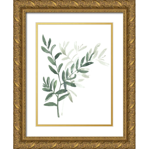Watercolor laurel branch Gold Ornate Wood Framed Art Print with Double Matting by Laiz Blursbyai, Rosana