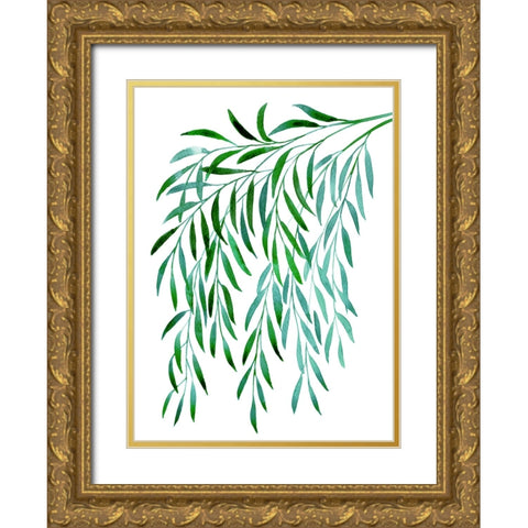 Cascading watercolor eucalyptus Gold Ornate Wood Framed Art Print with Double Matting by Laiz Blursbyai, Rosana