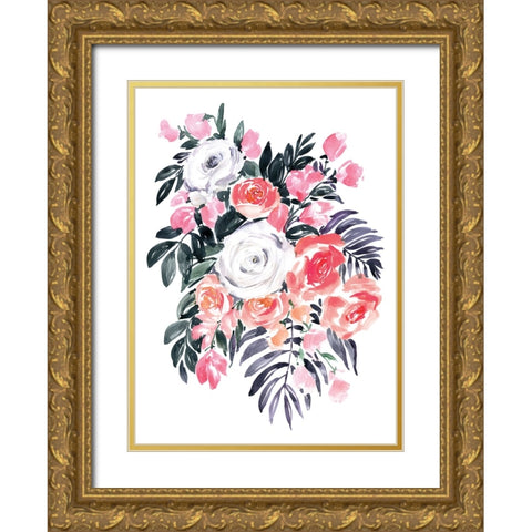 Harriet bouquet in raspberry pink Gold Ornate Wood Framed Art Print with Double Matting by Laiz Blursbyai, Rosana