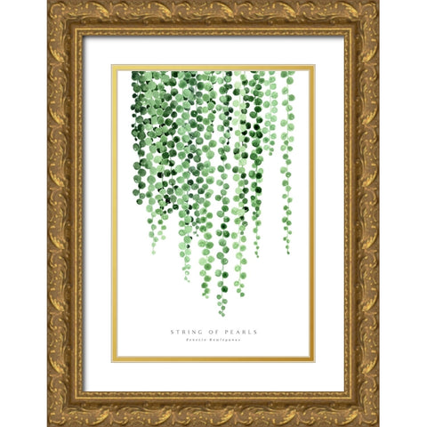 Watercolor string of pearls Gold Ornate Wood Framed Art Print with Double Matting by Laiz Blursbyai, Rosana