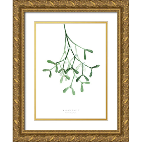 Watercolor mistletoe Gold Ornate Wood Framed Art Print with Double Matting by Laiz Blursbyai, Rosana
