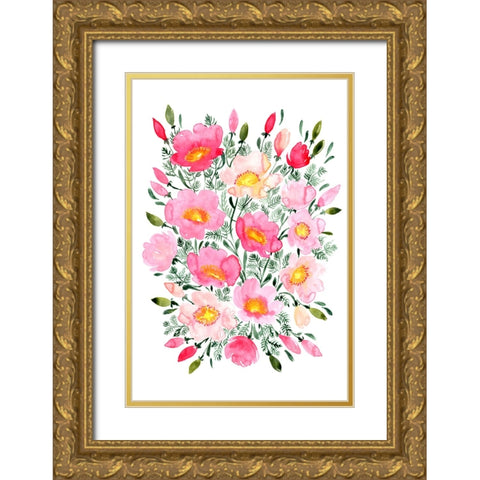 Winterlynn bouquet in pink Gold Ornate Wood Framed Art Print with Double Matting by Laiz Blursbyai, Rosana