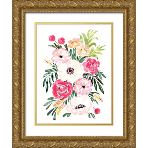 Mirja bouquet Gold Ornate Wood Framed Art Print with Double Matting by Laiz Blursbyai, Rosana