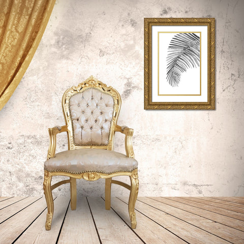 Palm leaf in loose watercolor bw Gold Ornate Wood Framed Art Print with Double Matting by Laiz Blursbyai, Rosana