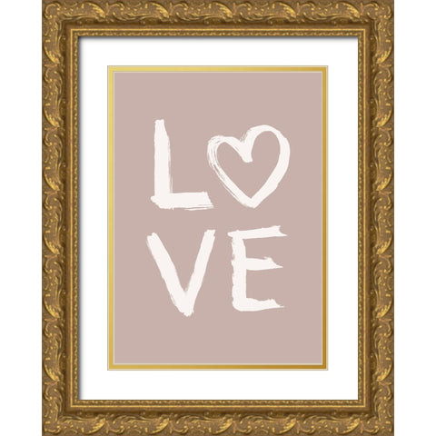 LOVE Toothy Pink Gold Ornate Wood Framed Art Print with Double Matting by Eleonora, Aminah