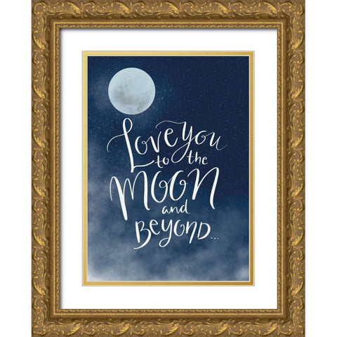 To the Moon Gold Ornate Wood Framed Art Print with Double Matting by Eleonora, Aminah
