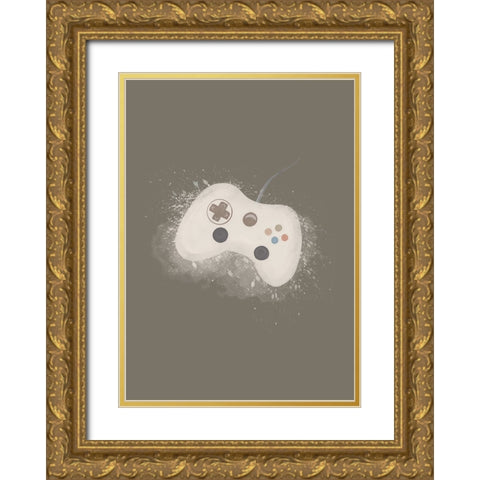 Gamer Splash Neutral Gold Ornate Wood Framed Art Print with Double Matting by Eleonora, Aminah