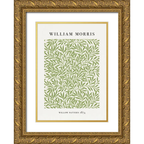 Willow Pattern Gold Ornate Wood Framed Art Print with Double Matting by Pictufy