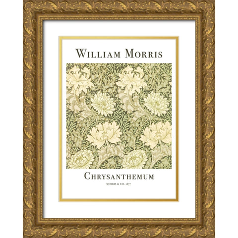 Chrysanthemum Gold Ornate Wood Framed Art Print with Double Matting by Pictufy