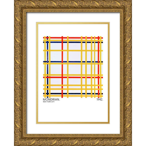 New York City 1 1942 Gold Ornate Wood Framed Art Print with Double Matting by Pictufy