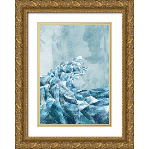 Geometric Metallic Silver Wave Gold Ornate Wood Framed Art Print with Double Matting by Manovski, Sarah