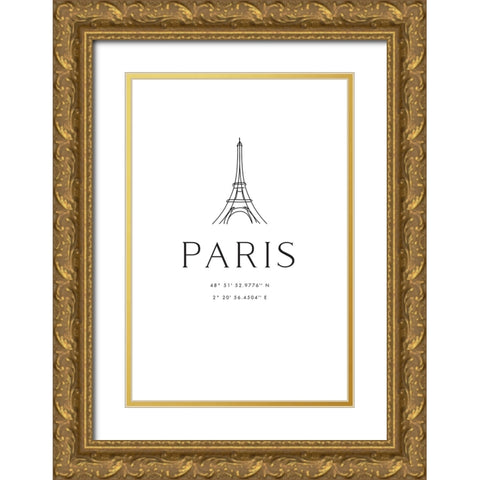 Paris coordinates Gold Ornate Wood Framed Art Print with Double Matting by Laiz Blursbyai, Rosana