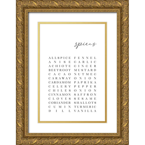 List of spices Gold Ornate Wood Framed Art Print with Double Matting by Laiz Blursbyai, Rosana