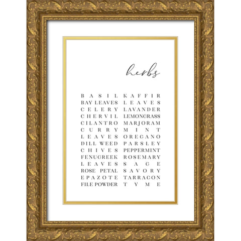 List of herbs Gold Ornate Wood Framed Art Print with Double Matting by Laiz Blursbyai, Rosana