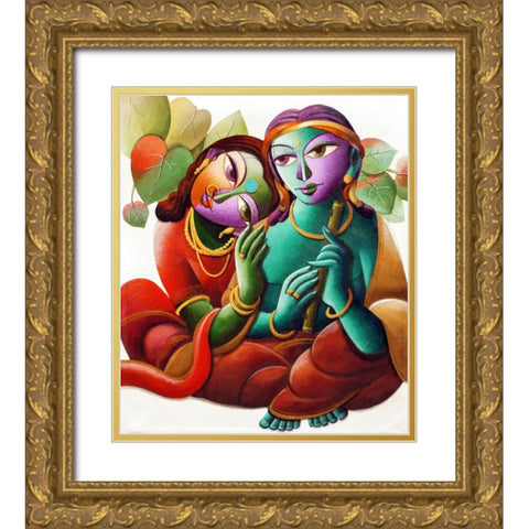 KRISHNA@16 Gold Ornate Wood Framed Art Print with Double Matting by Mukherjee, Dhananjoy