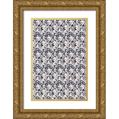 Water Color Pattern Gold Ornate Wood Framed Art Print with Double Matting by Treechild