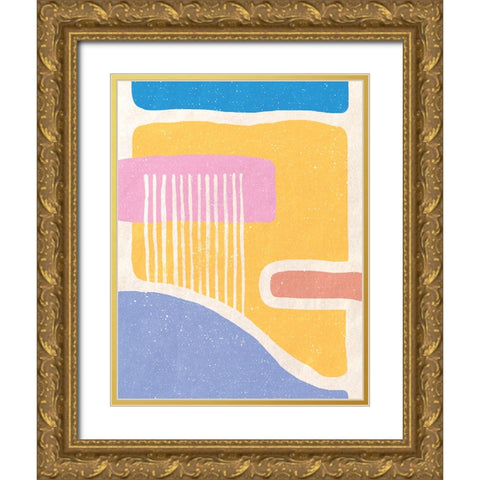 Geometrical Face Gold Ornate Wood Framed Art Print with Double Matting by Demir, Aylin