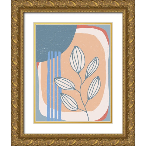 Botanical Plants and Sun Gold Ornate Wood Framed Art Print with Double Matting by Demir, Aylin