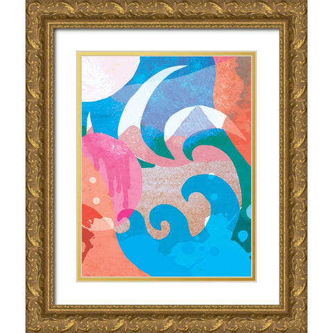 Melting Sun Gold Ornate Wood Framed Art Print with Double Matting by Demir, Aylin