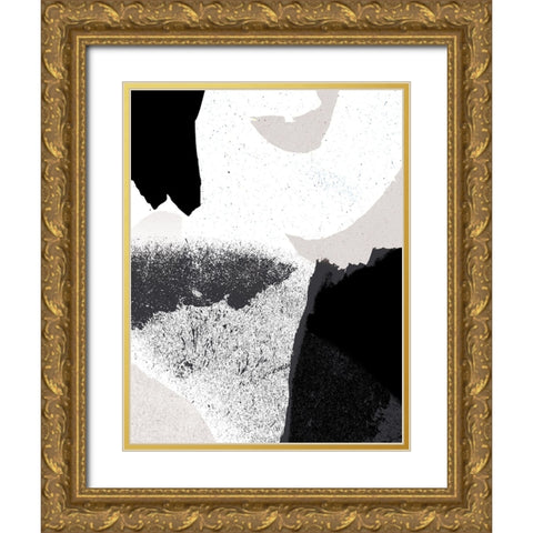 Black and White Gold Ornate Wood Framed Art Print with Double Matting by Demir, Aylin