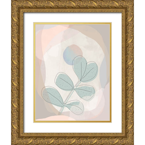 Leafy Hues Gold Ornate Wood Framed Art Print with Double Matting by Demir, Aylin