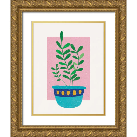 Plant in Sunset Gold Ornate Wood Framed Art Print with Double Matting by Demir, Aylin