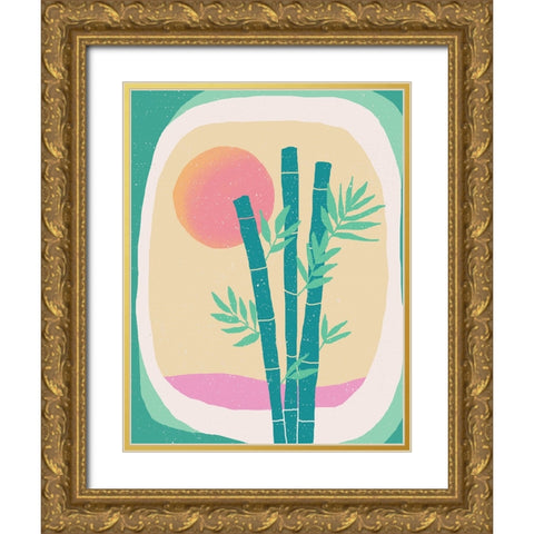 Bamboo in the Desert Gold Ornate Wood Framed Art Print with Double Matting by Demir, Aylin