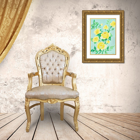 Lemon Roses Gold Ornate Wood Framed Art Print with Double Matting by Zwara, Ania