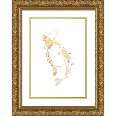 Gold koi fish silhouettes Gold Ornate Wood Framed Art Print with Double Matting by Manovski, Sarah