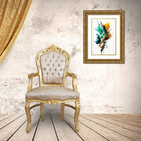 Colorful fluidity Gold Ornate Wood Framed Art Print with Double Matting by Mauro