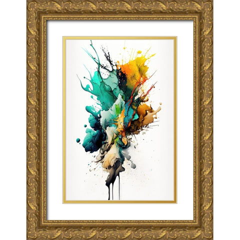 Colorful fluidity Gold Ornate Wood Framed Art Print with Double Matting by Mauro
